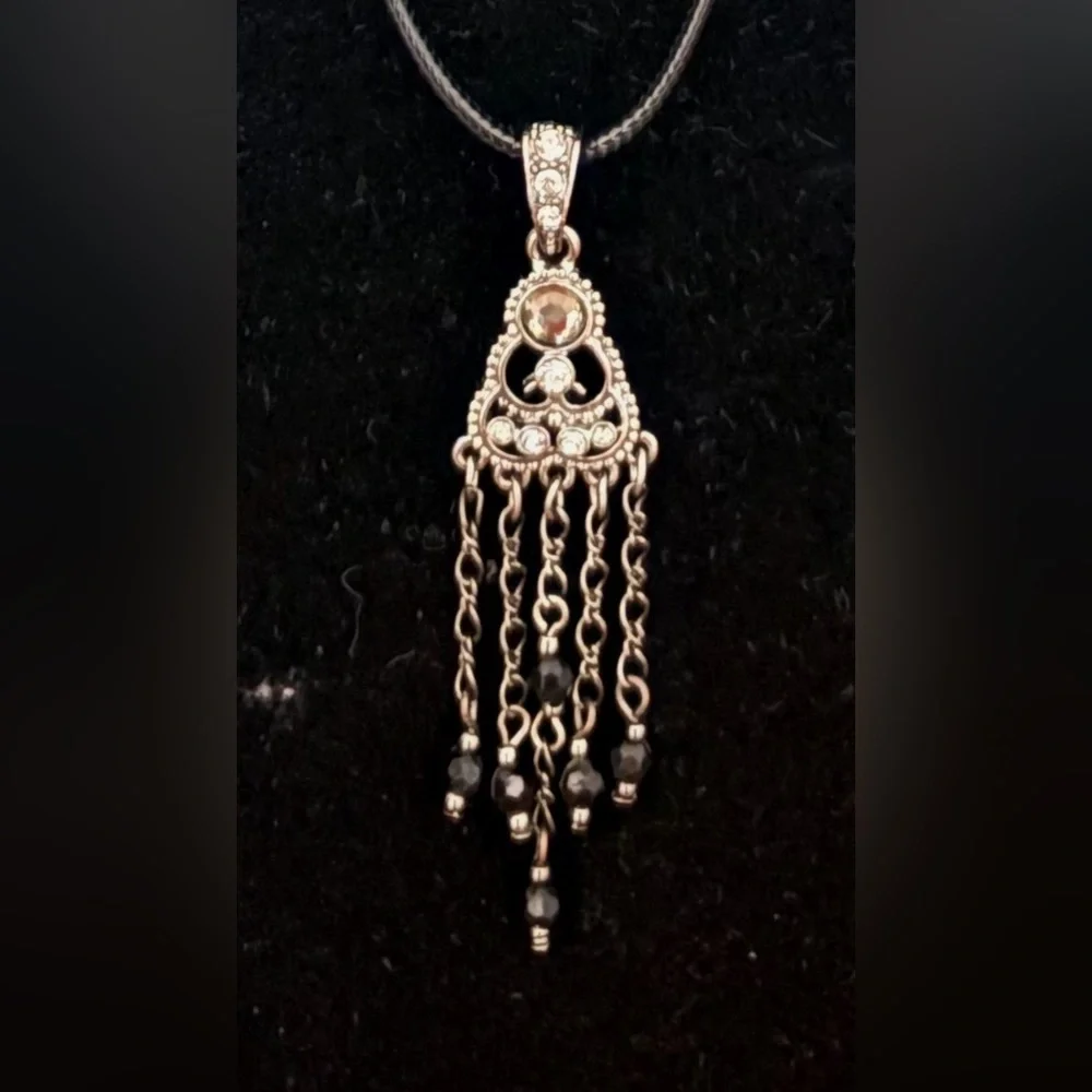Silver Chandelier Necklace and Earring Set